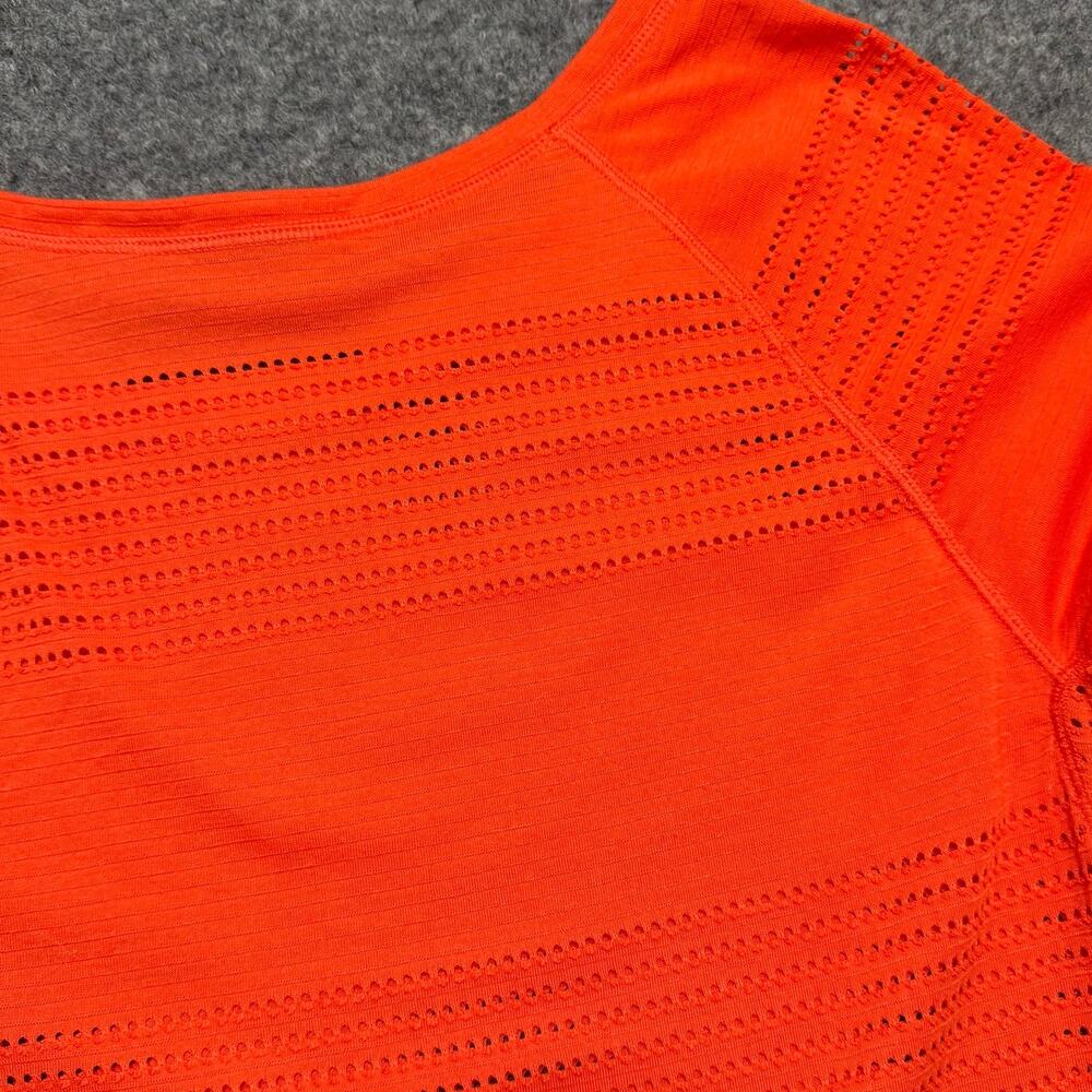 Athleta Limitless Coral Orange Perforated Long Sleeve Athleisure Top Medium - Picture 7 of 7